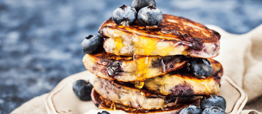 BLUEBERRY LEMON PANCAKES FOR YOUR NEXT CAMPING TRIP PANCAKES ON A PLATE