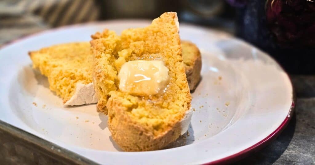 honey cornmeal yeast bread fresh from oven
