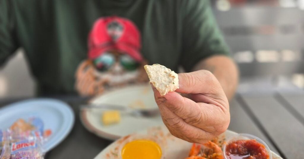 AUNT KATE'S RESTAURANT THIS IS AN IMAGE OF SMOKED FISH DIP ON A CRACKER