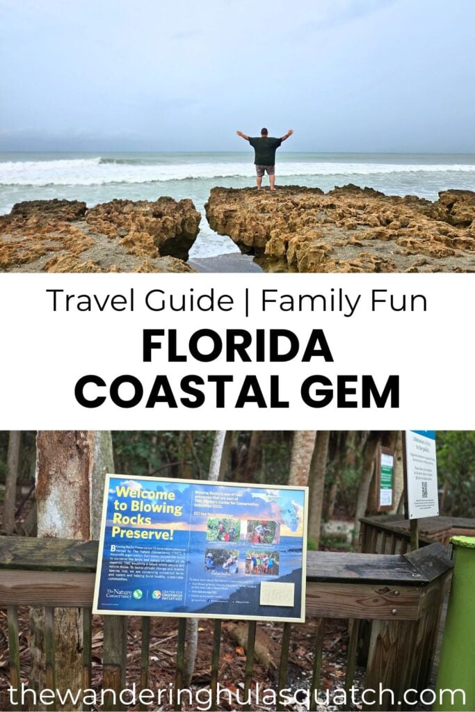 Seaside man standing on rocky coastline with ocean waves, travel guide to Florida coastal gems.