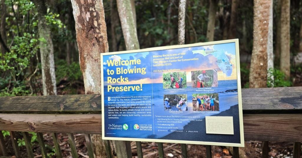 Blowing Rocks Preserve Florida ENTRANCE SIGN