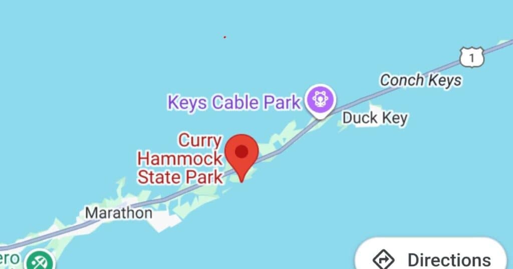 THIS IS AN IMAGE ON A MAP WHERE CURRY HAMMOCK STATE PARK IS