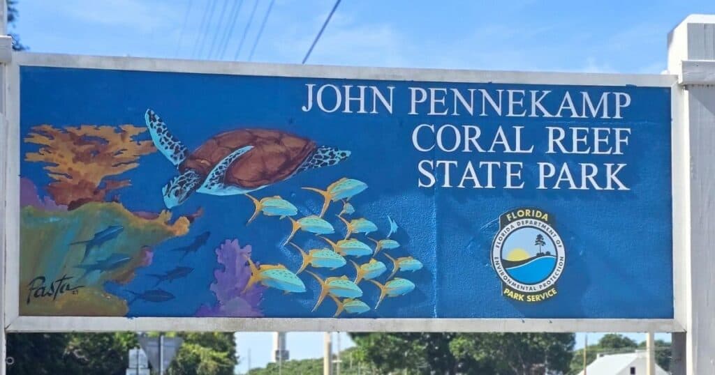 Map showing John Pennekamp Coral Reef State Park in Key Largo Florida