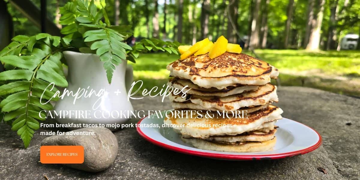 BIG PLATE OF PANCAKES ON A ROCK CAMPING IN A FLORIDA STATE PARK