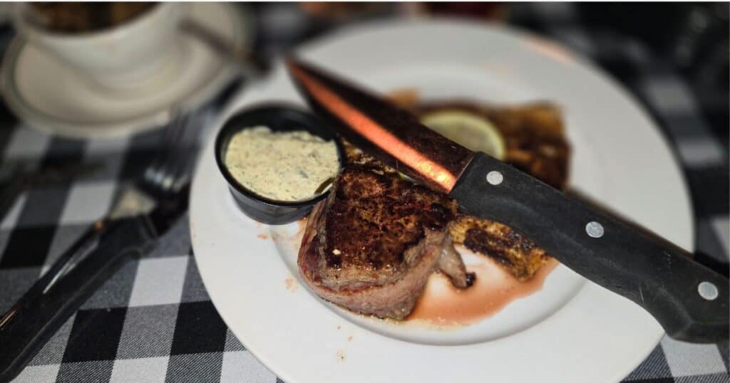 Mini surf and turf served at Linda’s La Cantina Steakhouse in Orlando Florida