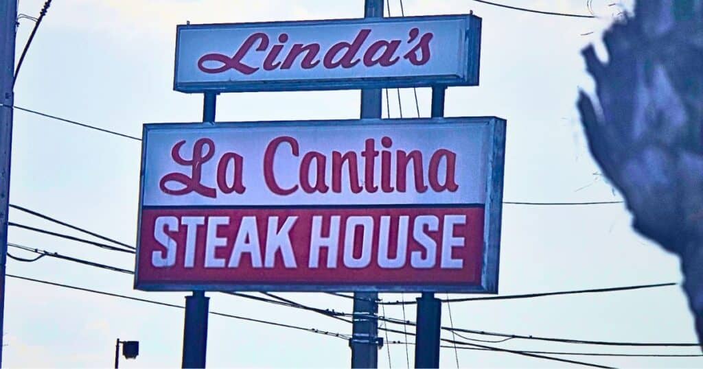 Vintage Linda’s La Cantina Steakhouse sign at the historic Orlando restaurant
